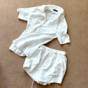 white matching short set